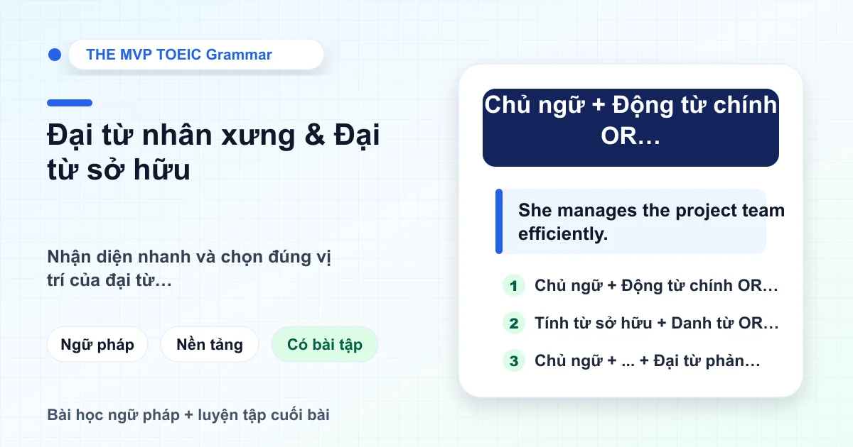 Bảng tổng hợp đại từ nhân xưng, tân ngữ, tính từ sở hữu và đại từ sở hữu trong tiếng Anh