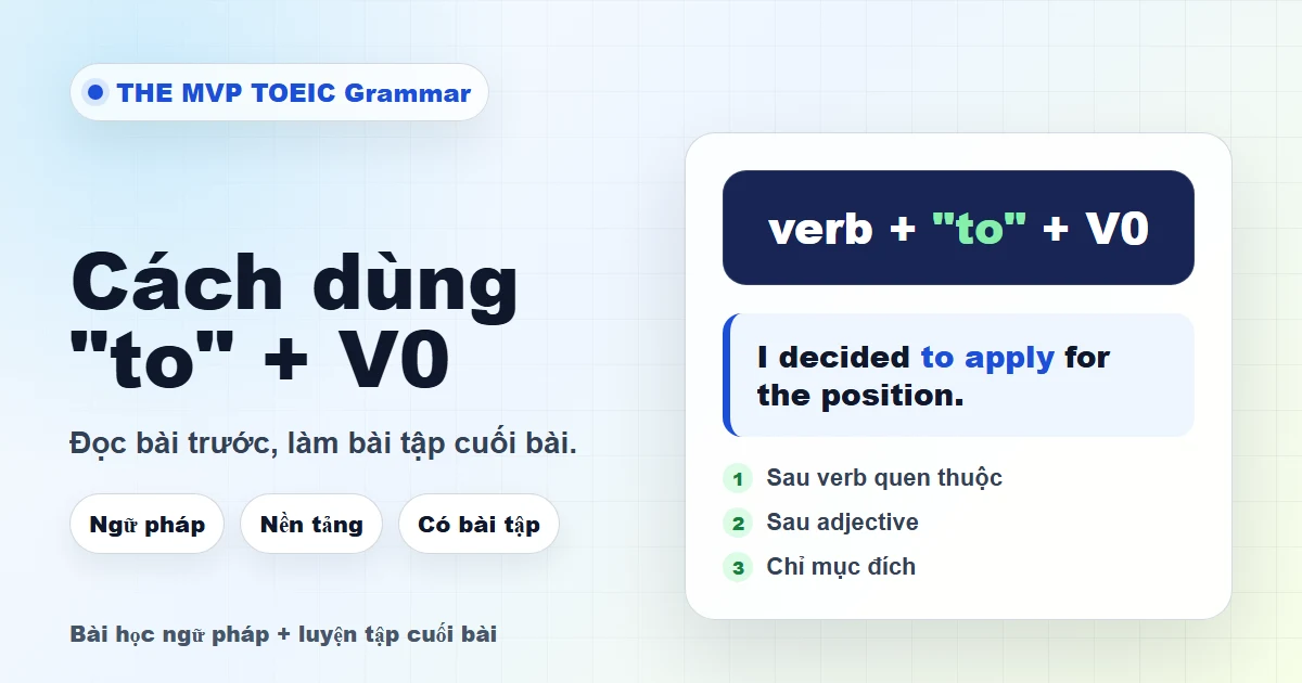 Minh họa bài học ngữ pháp về động từ nguyên mẫu có "to" trong tiếng Anh.
