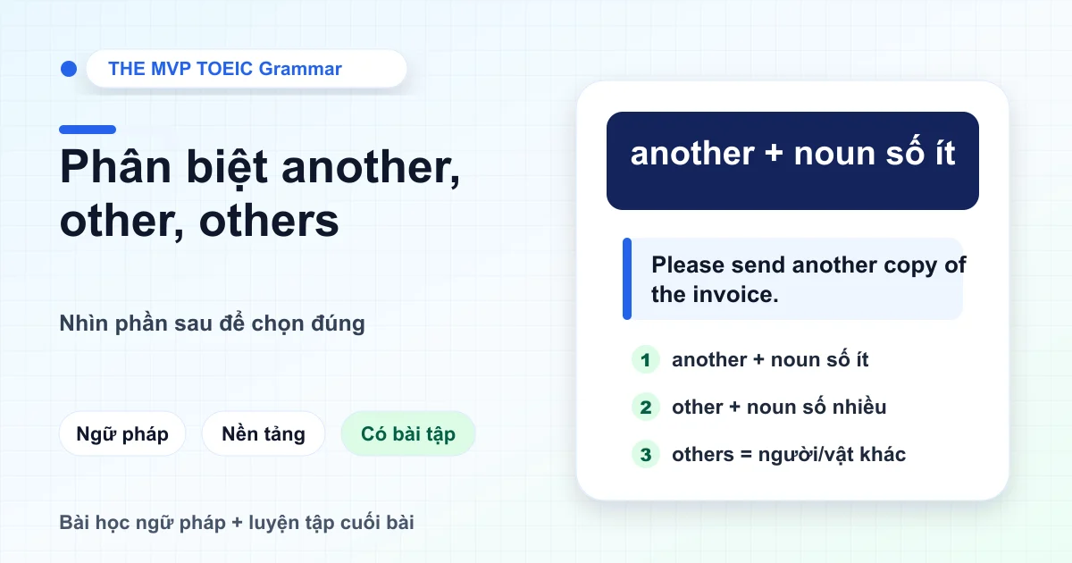 Minh họa bài học phân biệt "another", "other", "others" và "the other" trong TOEIC.