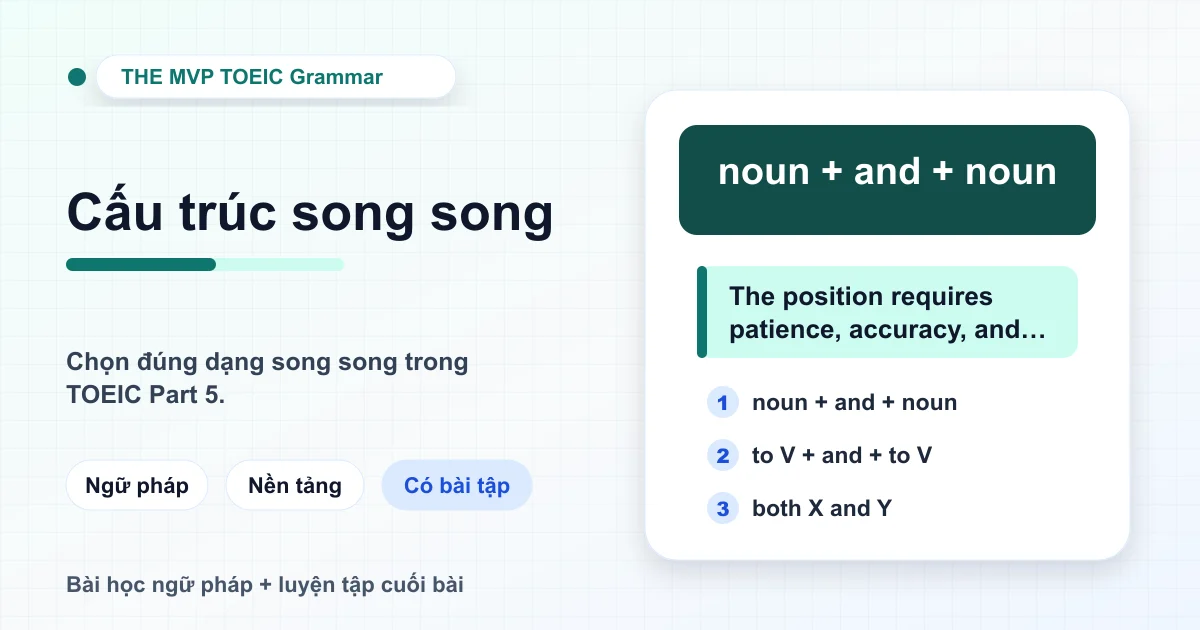 Thẻ bài học ngữ pháp TOEIC về cấu trúc song song