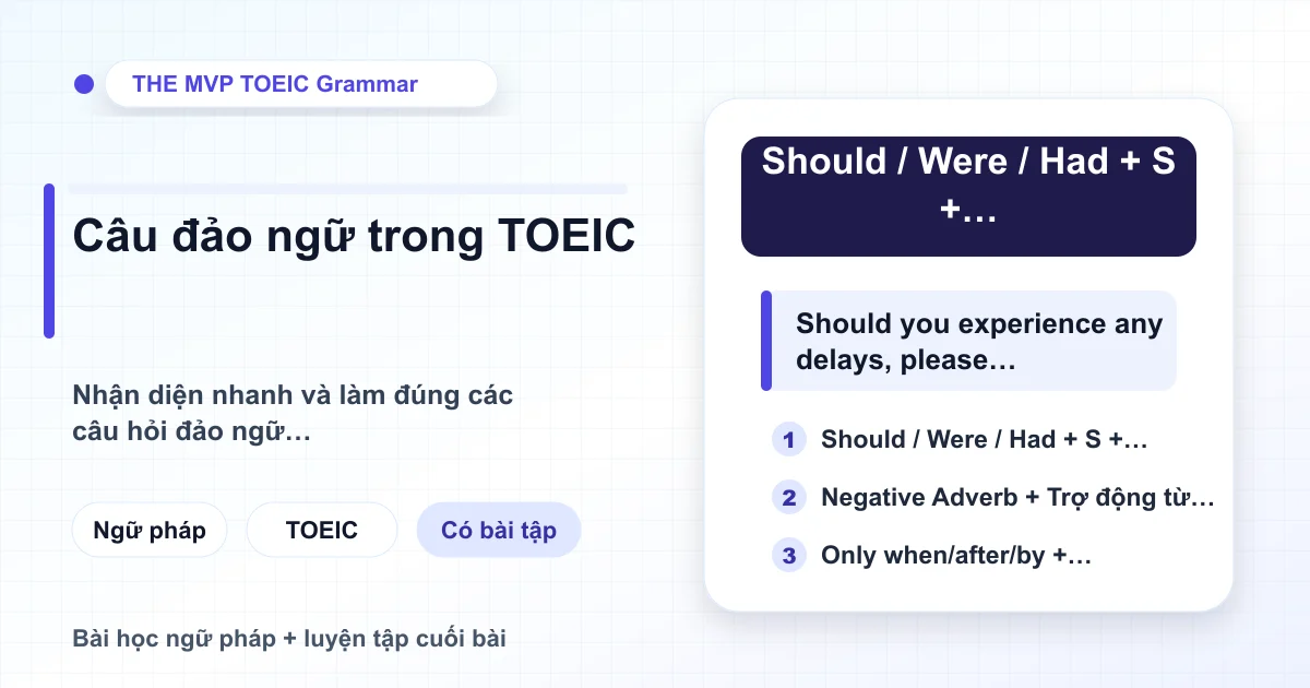 Minh họa cấu trúc câu đảo ngữ trong đề thi TOEIC Part 5